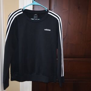 adidas Black Crewneck Sweatshirt with White Stripes